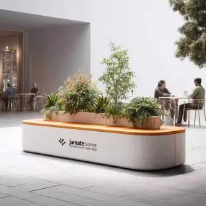 조경 화분 야외 벤치 의자 철제 타원형 대형 플랜트박스 인테리어 양방향 옥상 카페 건물