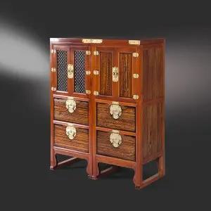 미송 창문살 자반 2단 수납장 서랍장 원목가구