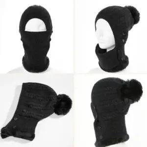 ( )방울 일체형 겨울 넥워머 야외 바라클라바 니트 자전거 털모자 등산 방한목토시