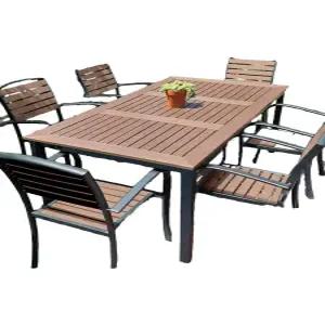 심플 야외테이블 원목 6인 테이블 정원 세트 사각