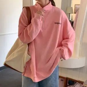 오버핏 기모 반집업 맨투맨 티셔츠 가을겨울 티셔츠 레터링 자수 캐주얼룩