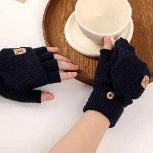 따뜻한 겨울 니트 장갑 터치 손가락덮개 2in1