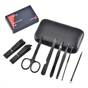 네일케어 8종세트 블랙 손톱깎이 귀이개 눈썹집게 미용가위 압출기