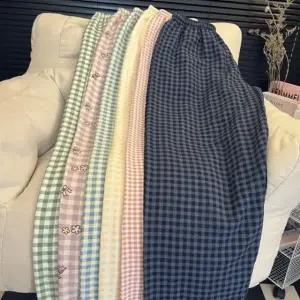 체크 밴딩 홈웨어 팬츠 얇은 바지 봄 여름 잠옷바지