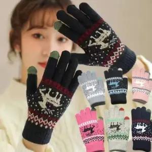 *당일* 겨울 스마트폰터치 사슴 니트 손가락 장갑 털장갑 겨울장갑