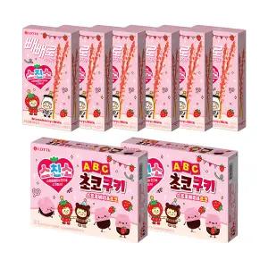 스트로베리 빼빼로x6개 + ABC초코쿠키x2개