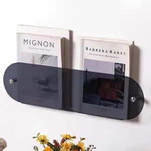 아크릴디스선반 투명블랙 벽부착선반 무타공인테리어선반 무타공