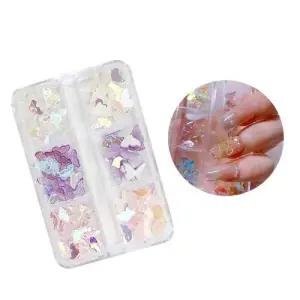 네일아트 투명얼음 오로라 나비파츠 6컬러 총60p 세트 WFFO931