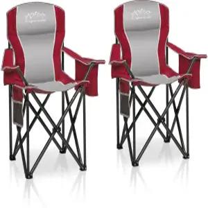 SAILARY 2PCS 접이식 캠핑 의자 휴대용 야외용 헤비 듀티 패딩 잔디 컵 홀더 수납 포켓 및 쿨러 백