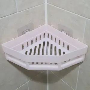 욕실 코너 수납 선반 부착식 진열대 다용도 모서리 정리함 (WFKD3A4)