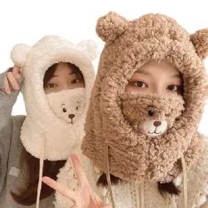 (가디언블루) 곰돌이 바라클라바 겨울모자 후드머플러 WD4F05D