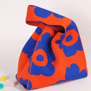 니트백 플라워 봉다리백 봉지 미니 가방 오렌지블루 (WFKDXU4)