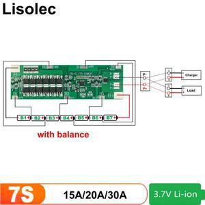 리튬 이온 배터리 팩용 보호 보드 7S 24V BMS 밸런스 15A 20A