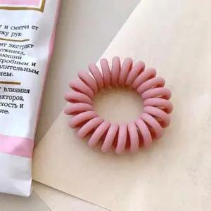 [셀러에이드]꼬임방지 파스텔 무광 전화선 스프링 헤어끈 핑크
