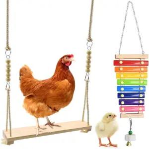 스윙 토이 실로폰 가금류 달리기용 치킨 장난감 2개 루스터 암탉 병아리 애완 앵무새 마카우 엔터테인먼트