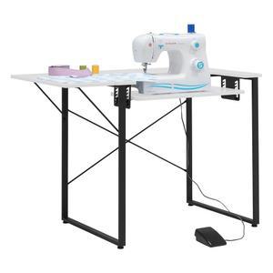 공예, 재봉, 컴퓨터, 노트북, 게임, 블랙 그래파이트 / 화이트 23D x 41W x 30H 접이식 상판이 있는 재봉 준비 다트 우드 /메탈 다용도 기계 테이블 워크스테이션 책상