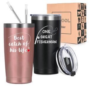 리쿨 부부 선물, 결혼 커플 크리스마스 위대한 어부 인생 최고의 캐치 20온스 여행 텀블러, 기념일 신부 샤워 약혼 남편 아내를 위한 선물
