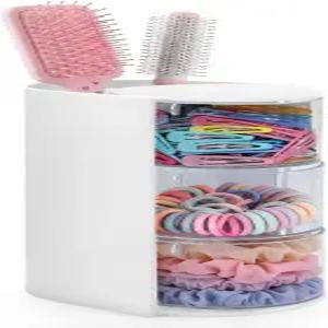 헤어 브러시 홀더 네오티디 액세서리 정리함 여아용 회전 타이 제품 클립 보우 및 브러시용 3단 메이크업