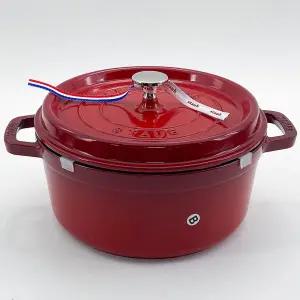 스타우브 B품 원형 꼬꼬떼 체리 24cm 인덕션 무쇠냄비 주물 전골냄비