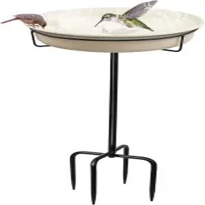 28인치 프리스탠딩 버드 배스 보울 야외 금속 말뚝 무료 스탠딩 가든 피더 파티오 야드 잔디용 탈착식 장식