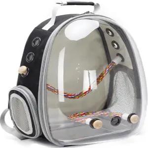 새 여행용 캐리어 케이지 금속 트레이 우드 농어와 함께 잉꼬 앵무새를 운반하는 클리어 스페이스 캡슐