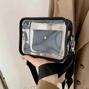 투웨이 스퀘어 지갑 내장 투명 크로스백 PVC 투명가방 WEC9098