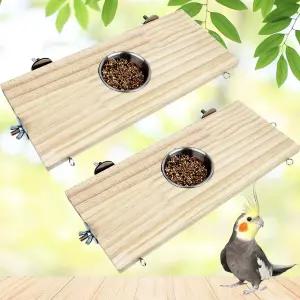 FidRunest 2팩 새 농어 먹이 컵 앵무새 나무 스탠드 장난감 새장 액세서리 러브버드 코너 버디 카나리아