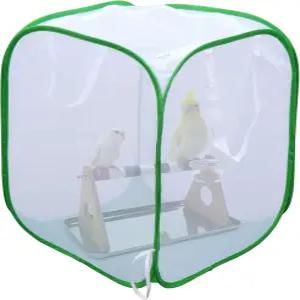 노래 새 접이식 메쉬 새장 씨앗 캐처 화이트 대형 잉꼬 팝업 디자인 18 x 46 인치