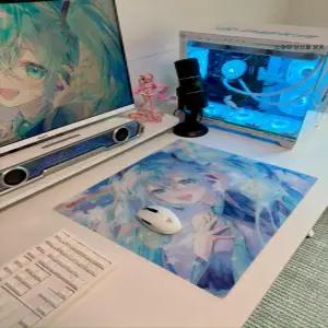 월핵 유리 게이밍 마우스패드 미쿠 굿즈