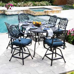 북유럽 앤틱 야외 6인 8인 주물 바 타원 테이블 의자 세트 높은 고급 알루미늄 철제 호텔