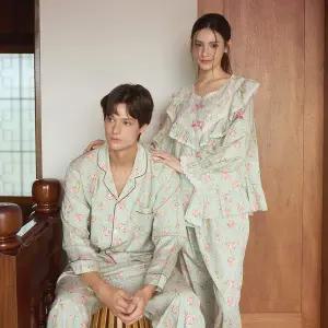 [lunaluz](신세계 사우스시티)커플 로즈듀오 모달코튼 긴소매 라운드넥 투피스 잠옷