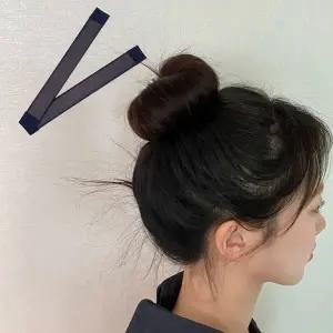 당고머리 똥머리 스틱 밴드 브라운