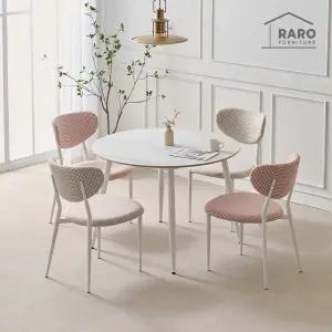 [/착불배송] 비오뜨 1050 원형 포세린 통 세라믹 식탁 세트 (식탁+의자4)