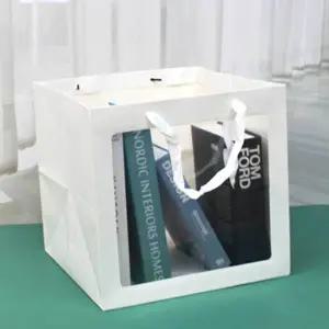 투명창 정사각 선물 쇼핑백 화이트 대 선물용 종이가방