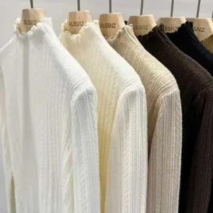 [PSH] 니트 스웨터 하프넥 프릴 여성 겨울 티셔츠 긴팔