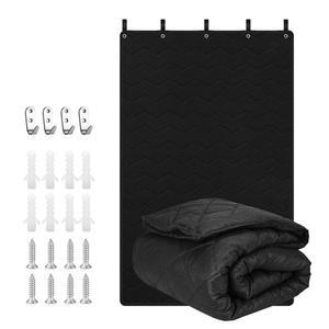 방음 커튼 48인치 x 78인치 - 그로밋, 걸이 루프 및 벽 후크, 창문, 문, 사무실 홈 스튜디오용 소음 차단 기능이 있는 경량 자동차급 음향 감쇠 담요 u2013 블랙