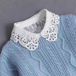 펀칭 레이스여성 카라 셔츠