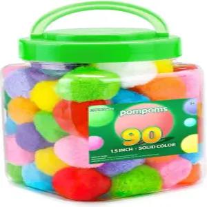 에핑윈 90PCS 멀티컬러 폼 폼폼 공예용 1.5인치 소프트 예술 및 공예 DIY 프로젝트용 다양한 색상의 빅