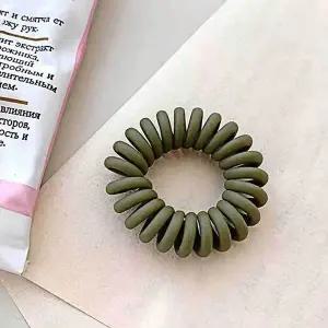 [골드스마일]전화선 헤어끈 스프링 카키 파스텔 무광 전화선