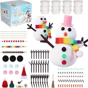 노블큐지 12팩 8~12세 용 크리스마스 공예품 눈사람 키트 - DIY 모델링 몰딩 클레이 제작 대량 스타킹