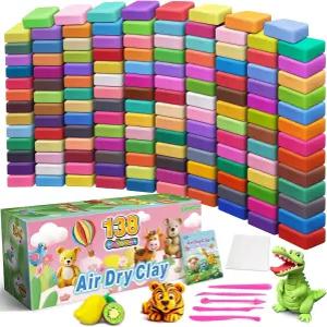 FAGNBED 에어 드라이 클레이 138 색상 5개의 조각 도구로 매직 세트 모델링 3-12세 소년 및 소녀를 위한