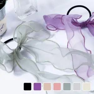 쉬폰 오간자 리본 끈 골프 스카프 머리끈 시스루 왕리