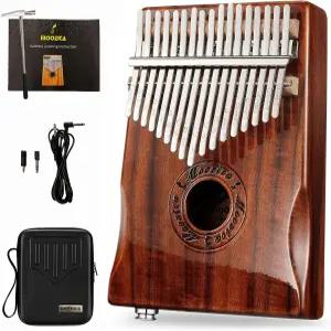 무지카 17키 EQ 칼림바 픽업 및 전문가용 케이스가 내장된 솔리드 코아 우드 전동 엄지 피아노