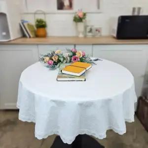 [식탁보] 원형테이블커버 광목 원형 레이스 무지 키친크로스 홈수니