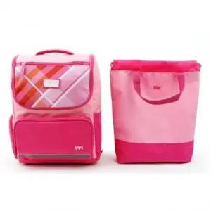 (옵션 라이트핑크-XL)핑크체크 책가방 세트 보조가방 실내화주머니 백팩