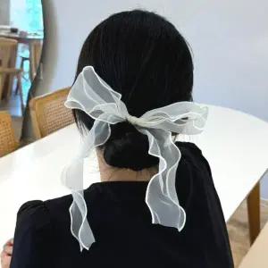 왕리본 쉬폰 스카프 머리끈 아이보리