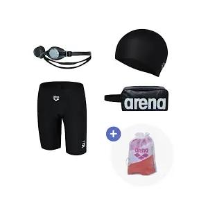 [아레나] 남성 실내 4부 수영복 세트_A5BM1PM11 BLK SET
