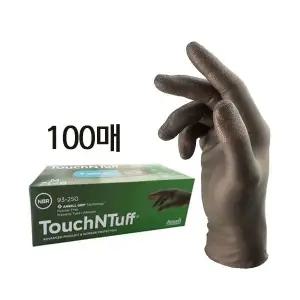 안셀 터치앤터프 93-250 니트릴 미끌림방지 안전 고무장갑 10인치 100매