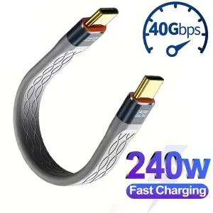USB4.0 40Gbps 케이블 PD 240W 고속 충전 케이블 USB C to Type C 숏 파워뱅크 USB 충전기 와이어 PC 노트