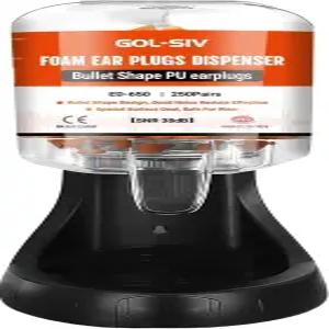 500개 리필 가능한 SNR 38dB(NRR 33dB) 소음 폼 이어플러그가 장착된 GOL-SIV 이어플러그 디스펜서